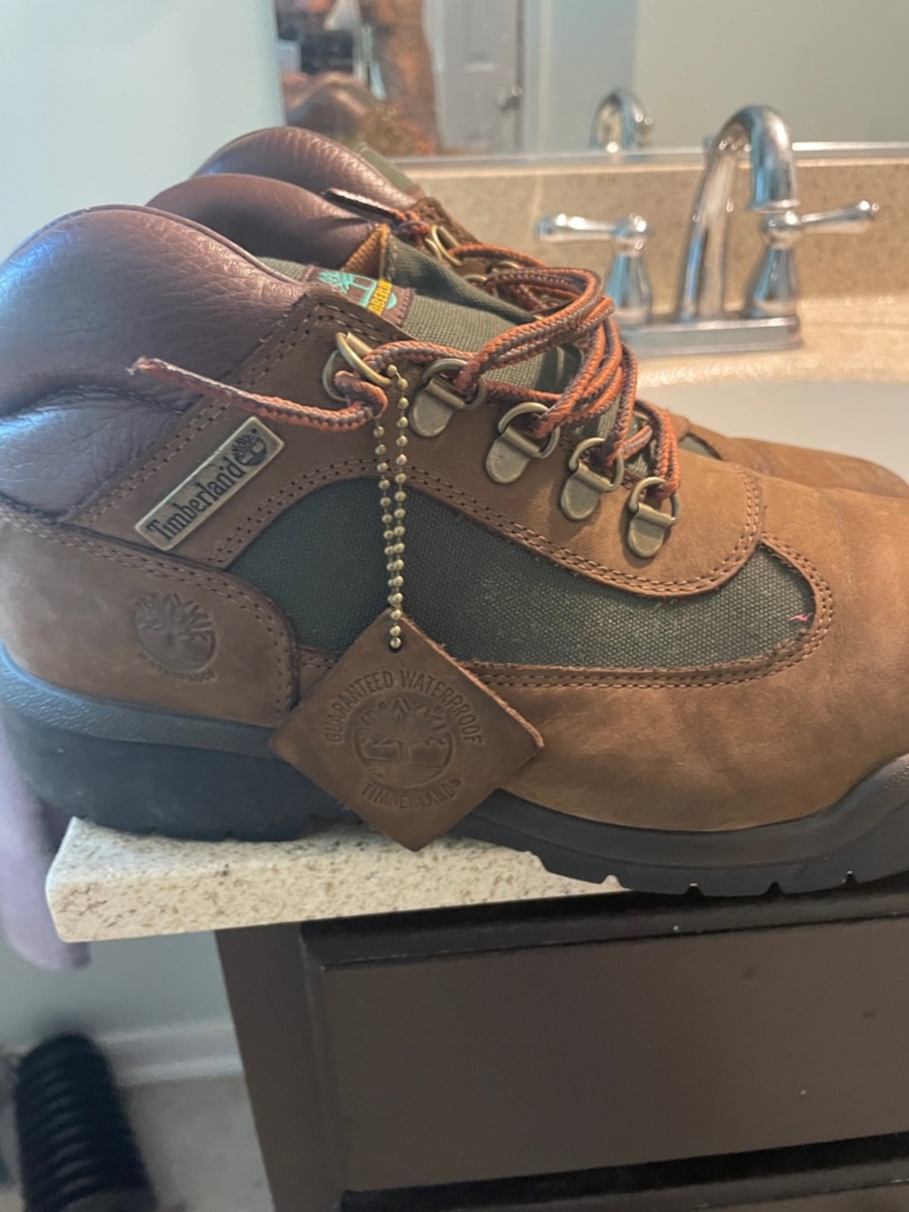 Timberland Brown and Green Outdoor Lace-Up Boots